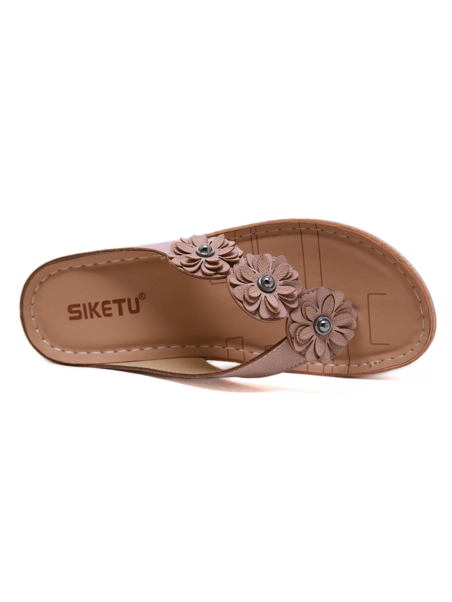 SIKETU | DUSTY PINK FLORAL-STRAP THONG