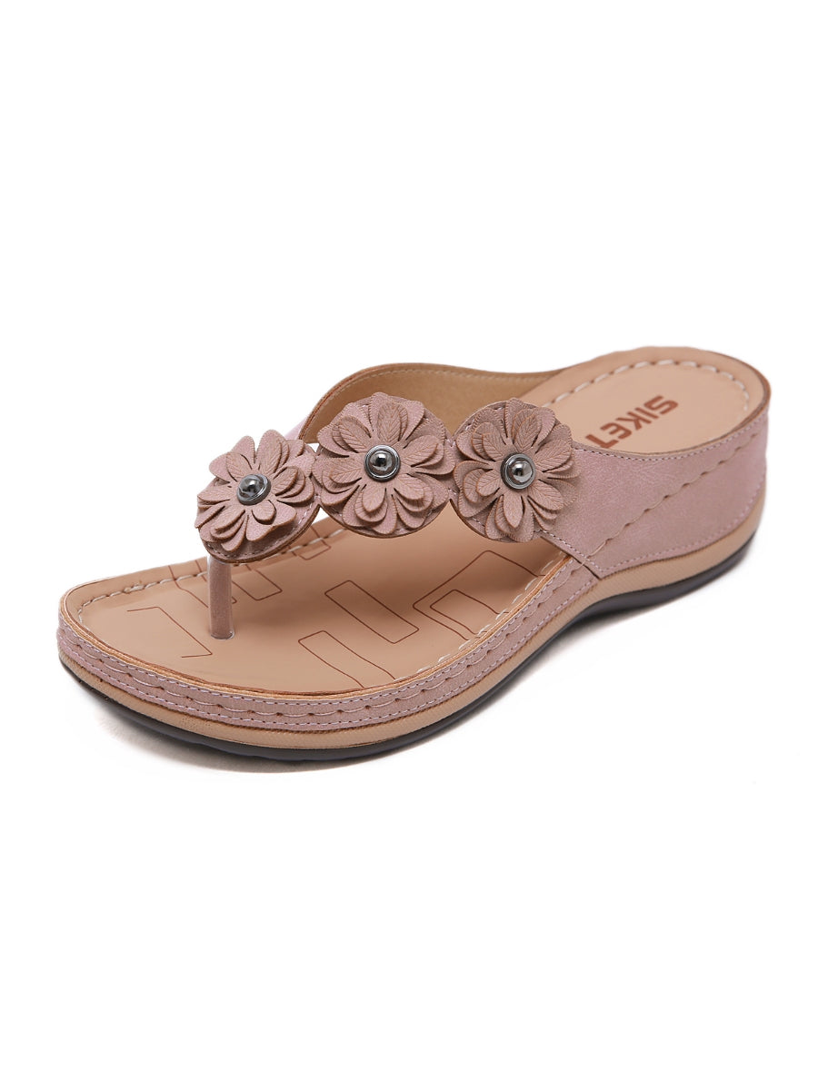 SIKETU | DUSTY PINK FLORAL-STRAP THONG
