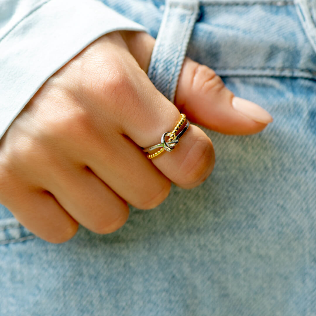Tied By Angle's Hands - Doppelter Herzknotenring