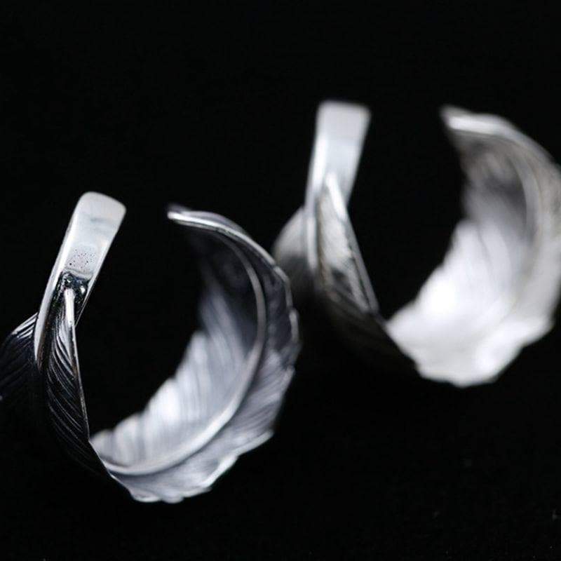 HANDMADE FEATHER SILVER RING