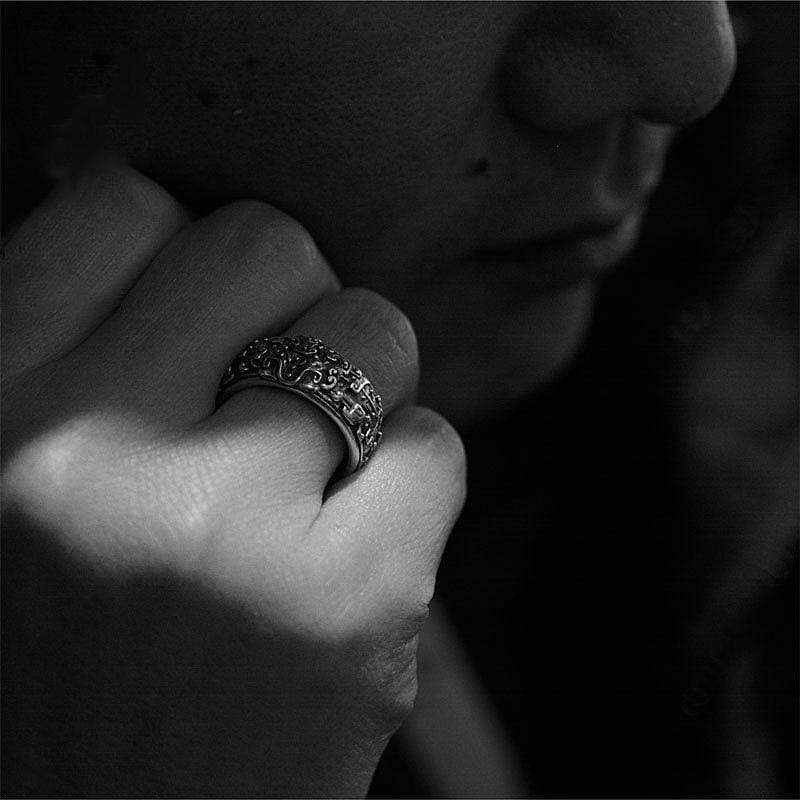 RETRO HOLY BEAST SILVER OPEN RING