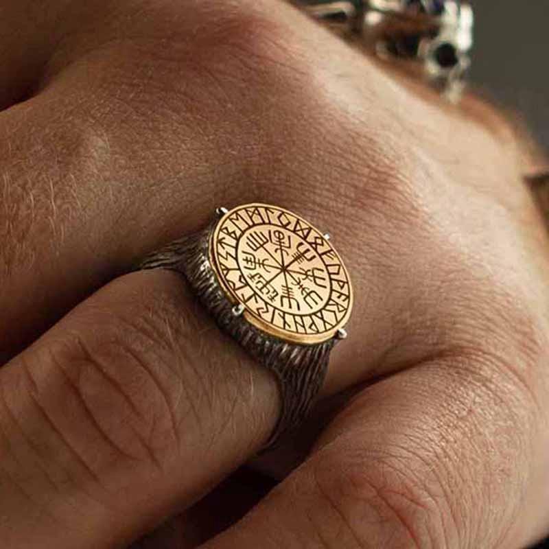 GOTHIC VIKING COMPASS MYTHOLOGICAL RING