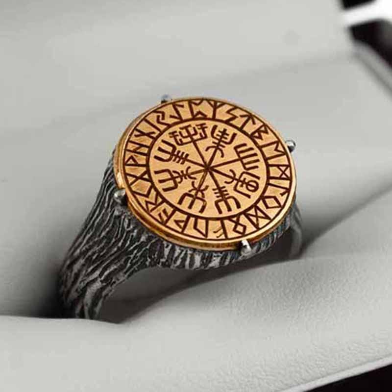 GOTHIC VIKING COMPASS MYTHOLOGICAL RING