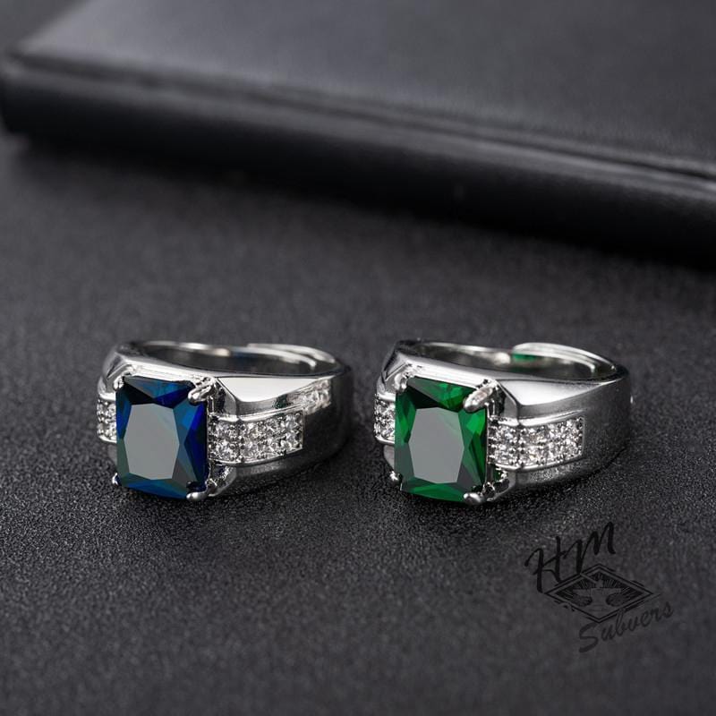GEMSTONE WITH DIAMOND POINTED CRYSTAL RING