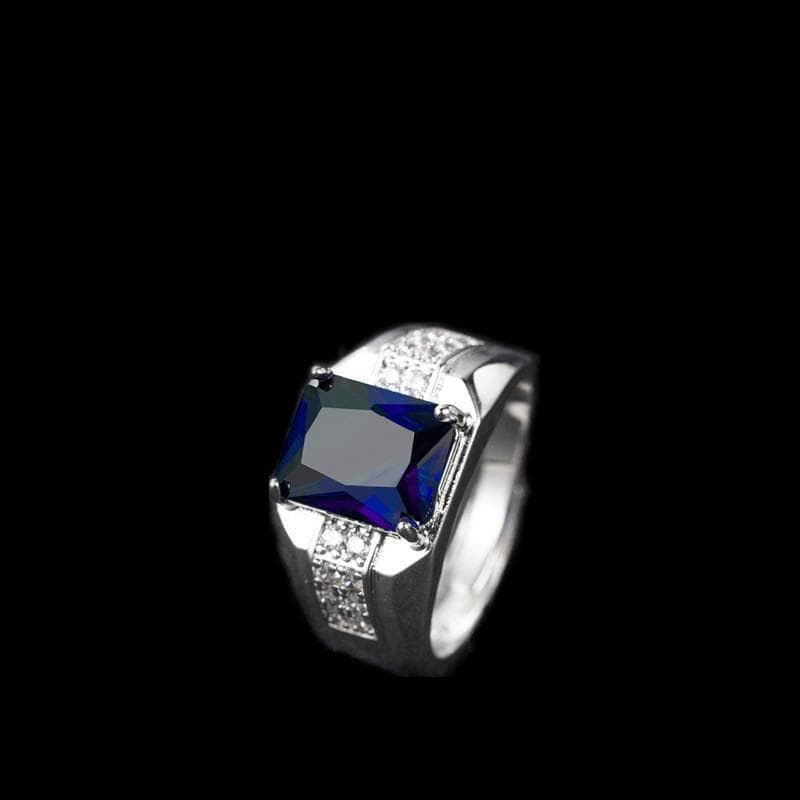 GEMSTONE WITH DIAMOND POINTED CRYSTAL RING
