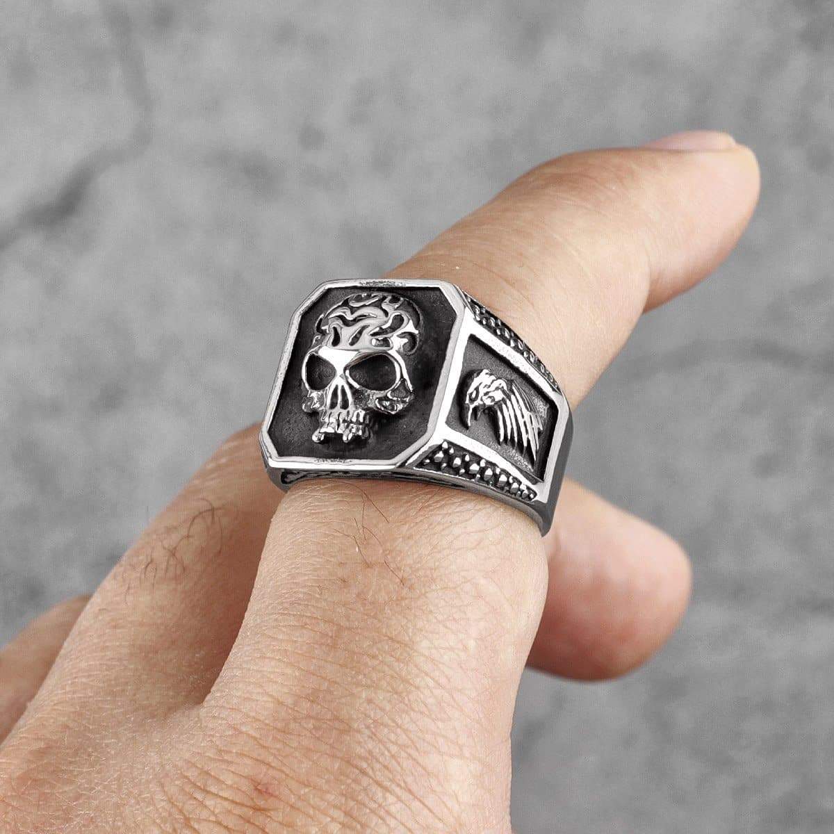 GOTHIC SKULL PUNK STAINLESS STEEL RING