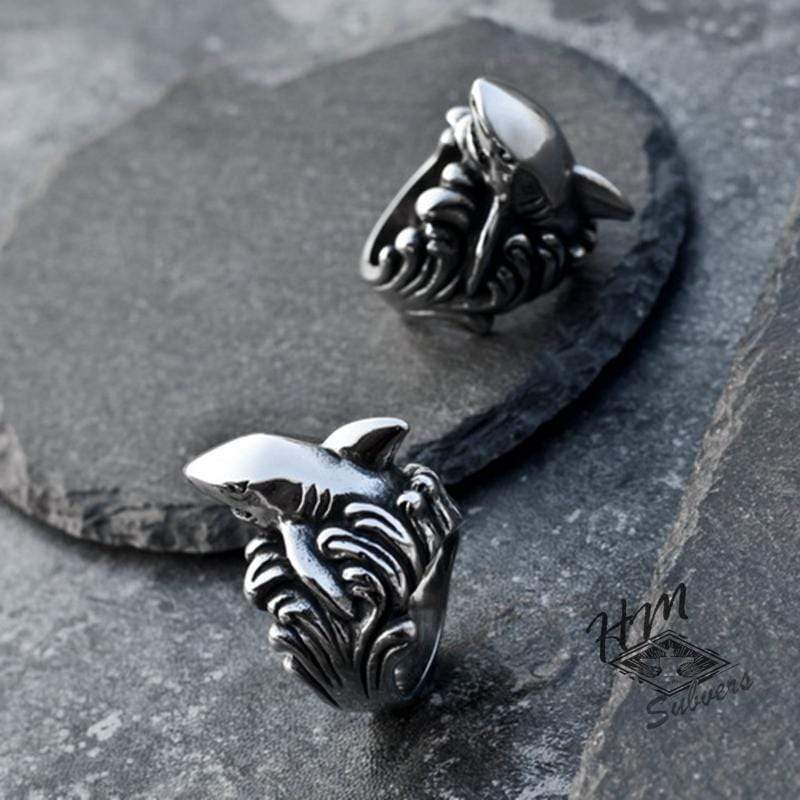 PUNK SHARK STAINLESS STEEL RING