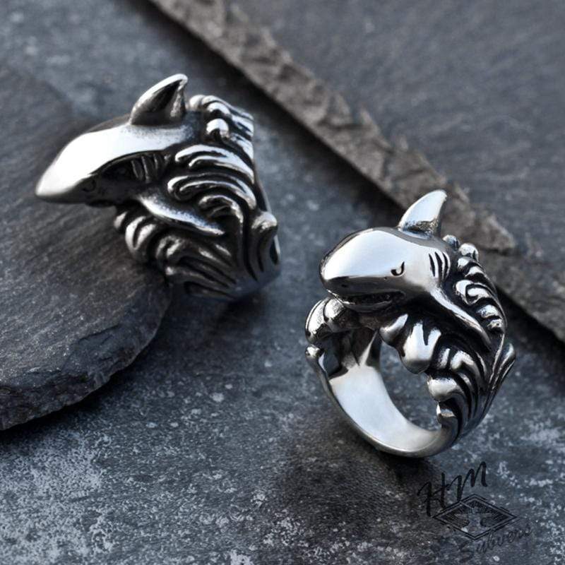PUNK SHARK STAINLESS STEEL RING