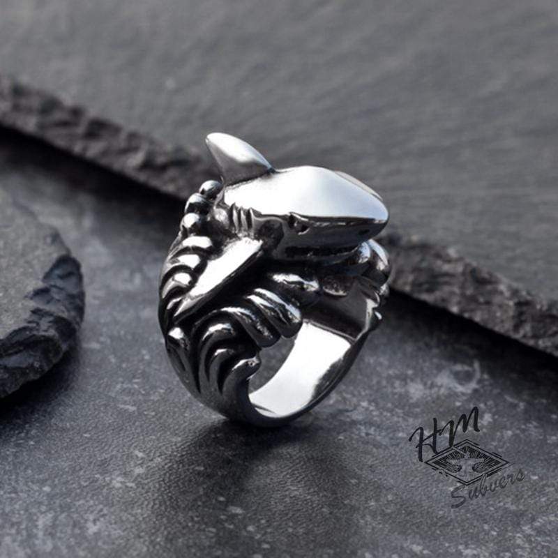 PUNK SHARK STAINLESS STEEL RING