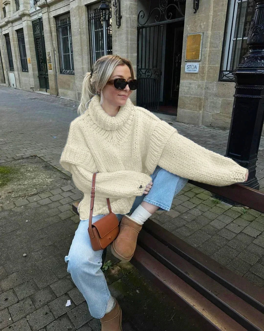 Stella - Lässiger Strickpullover mit halblangem Kragen 