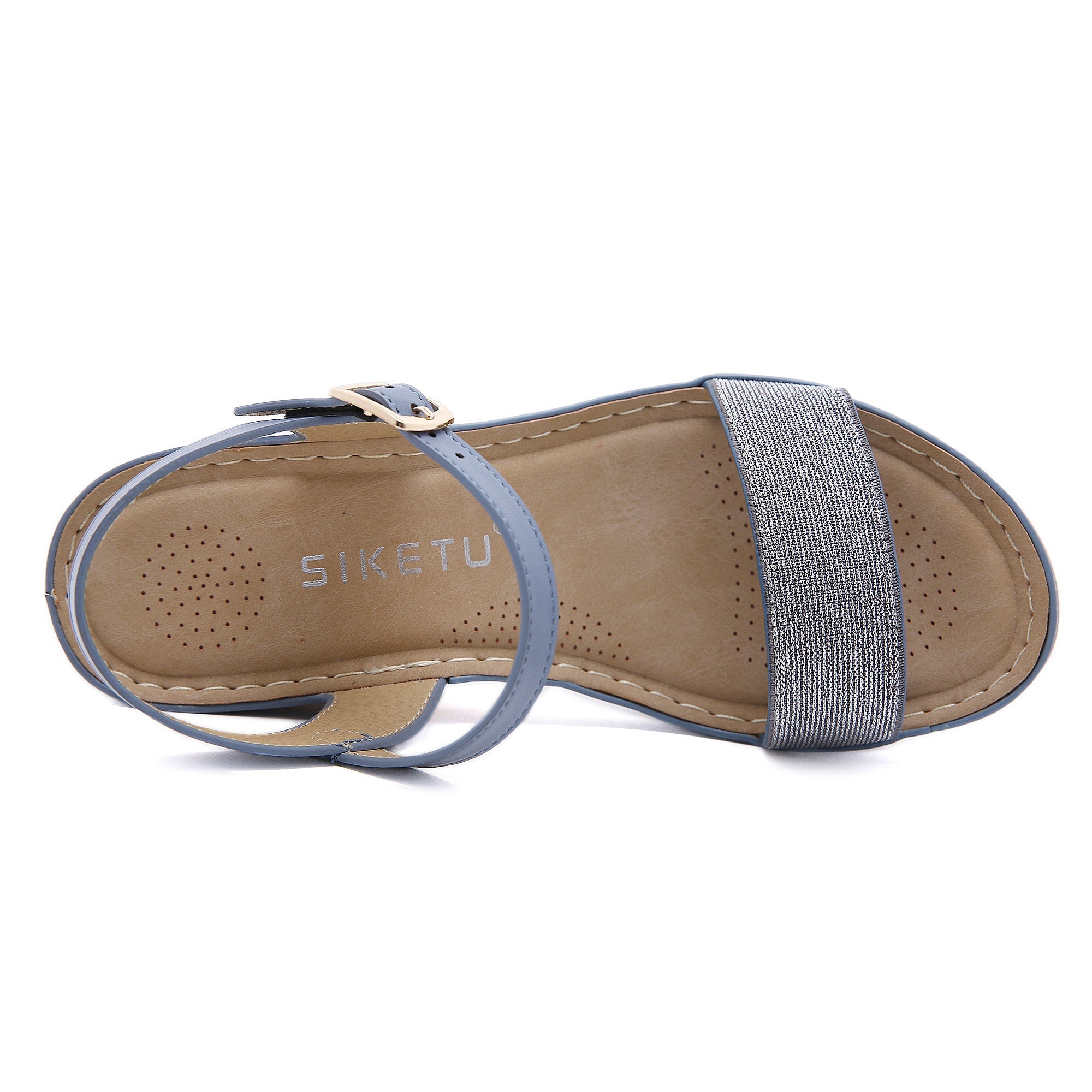 SIKETU | SLINGBACK MIT OFFENER ZEHENSCHEIBE UND KEIL - BLAU 