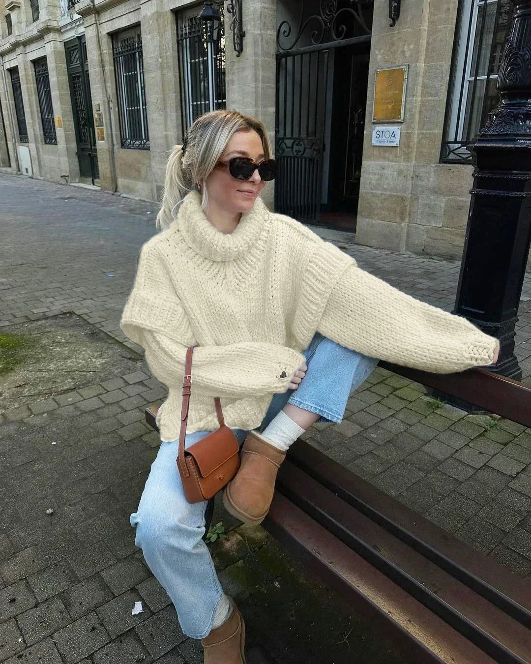 Stella - Lässiger Strickpullover mit halblangem Kragen 