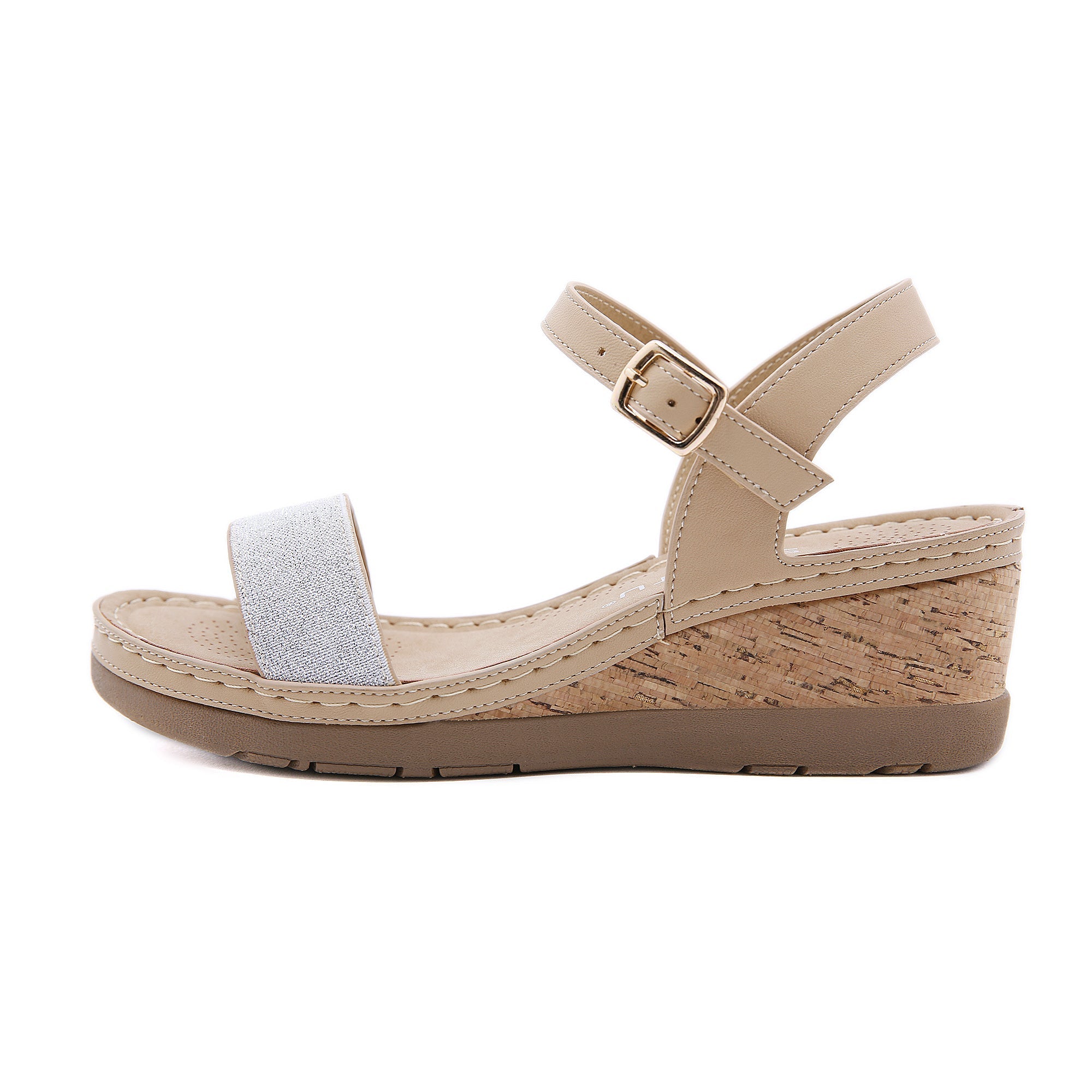 SIKETU | OPEN TOE WEDGE SLINGBACK - KHAKI