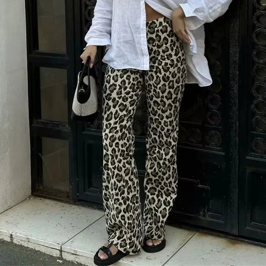 Leopard flared trousers "Zoella"