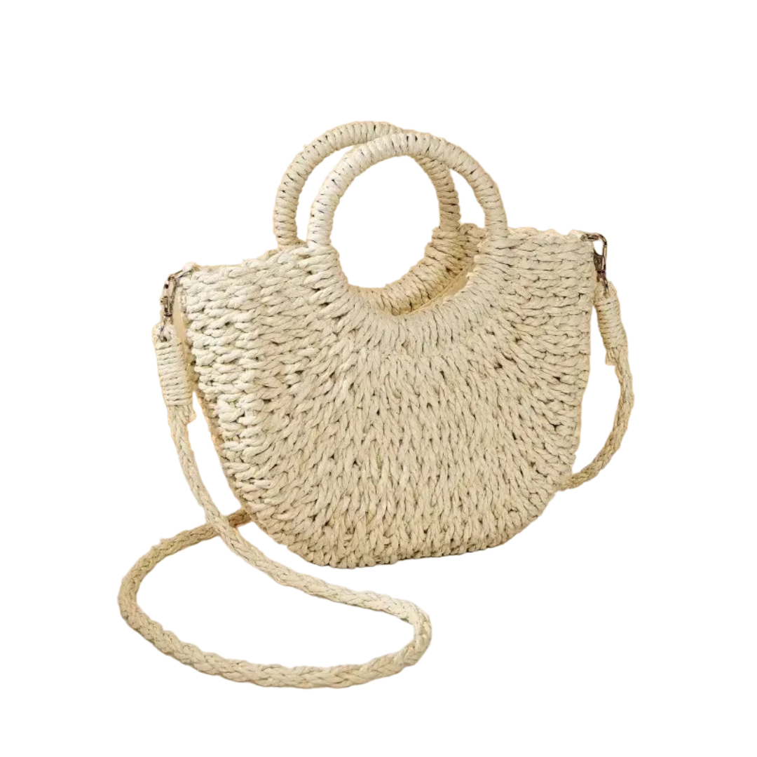 Mini Circle Handle Straw Bag