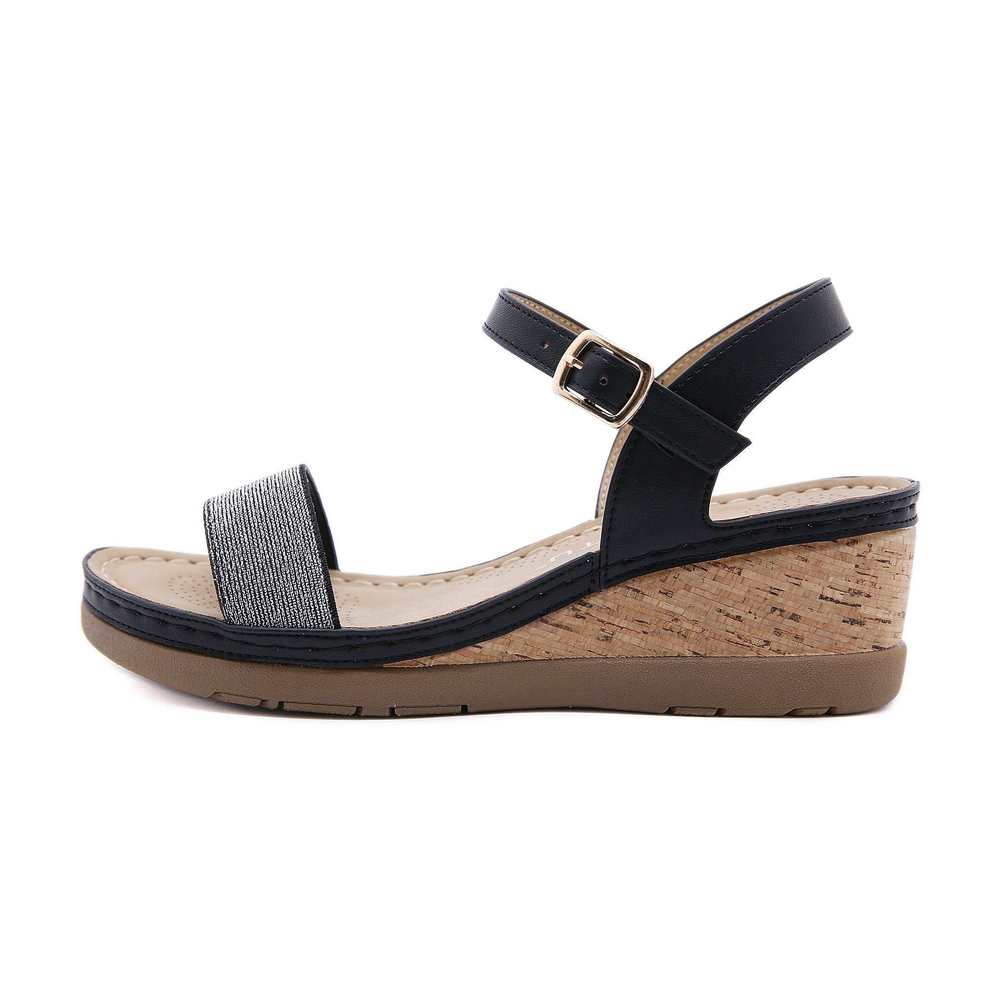 SIKETU | OPEN TOE WEDGE SLINGBACK - BLACK