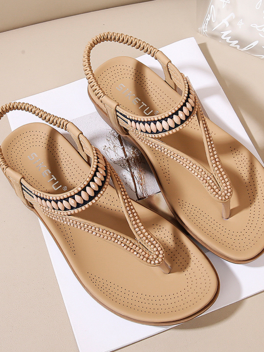 Sandalias planas con tiras cruzadas y cuentas - SIKETU