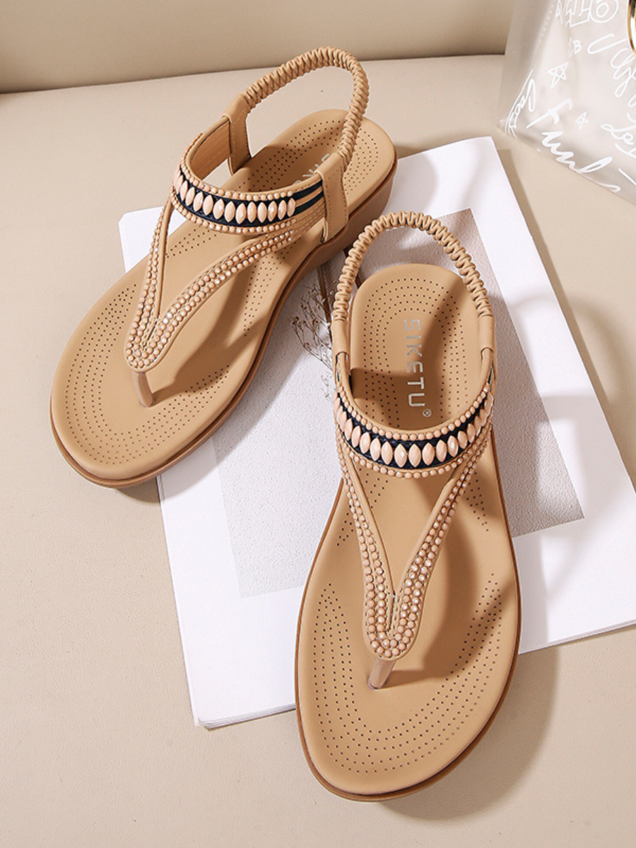Sandalias planas con tiras cruzadas y cuentas - SIKETU