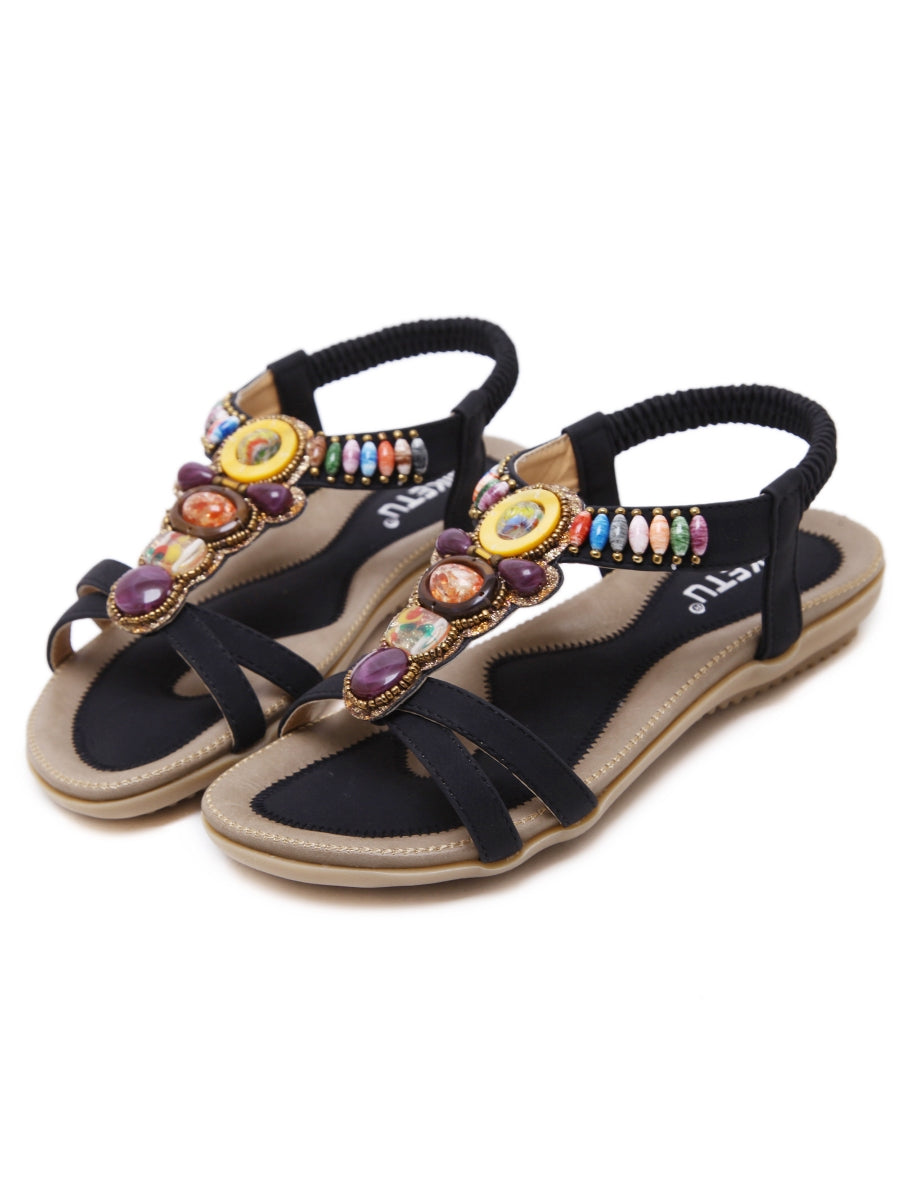 SIKETU | BLACK STONE-EMBELLISHED SANDAL