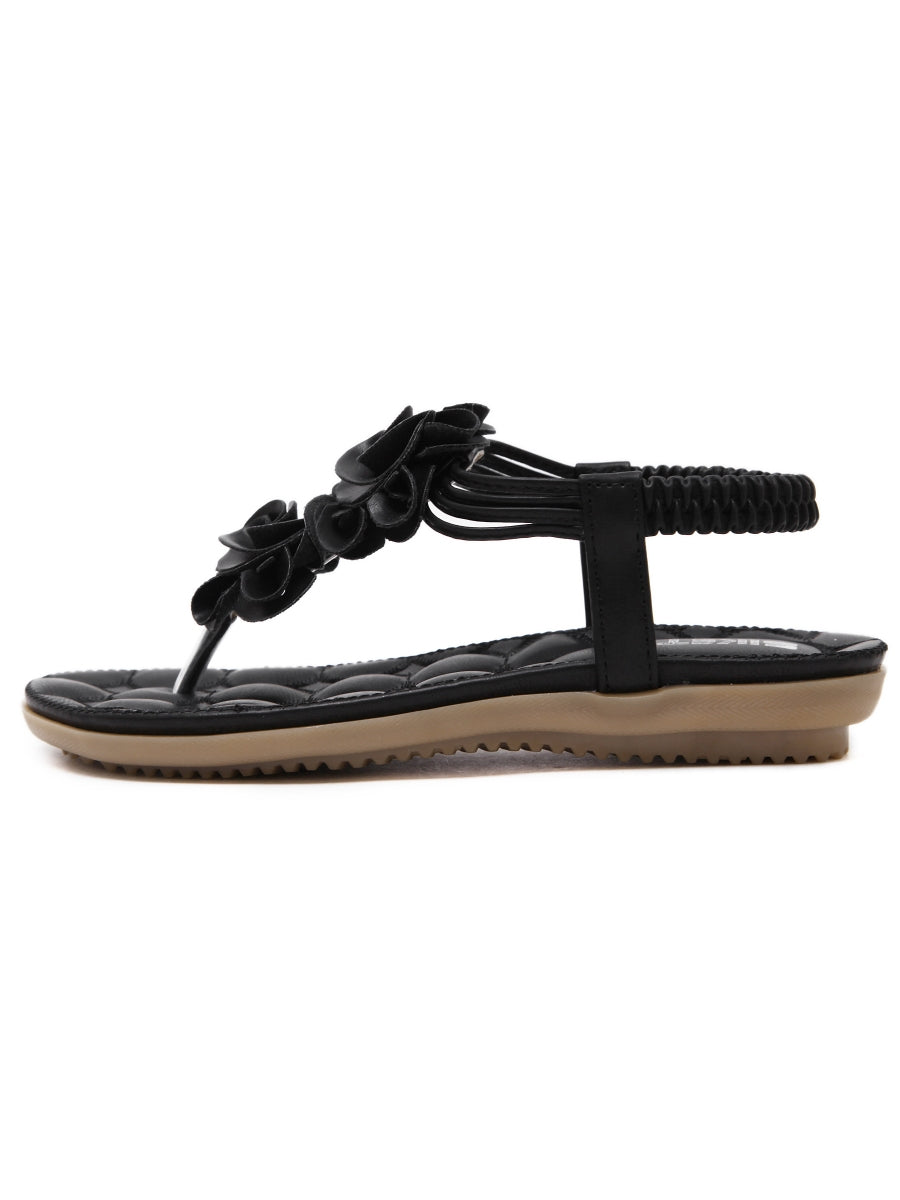 SIKETU | Schwarze Sandalen mit Rosetten 