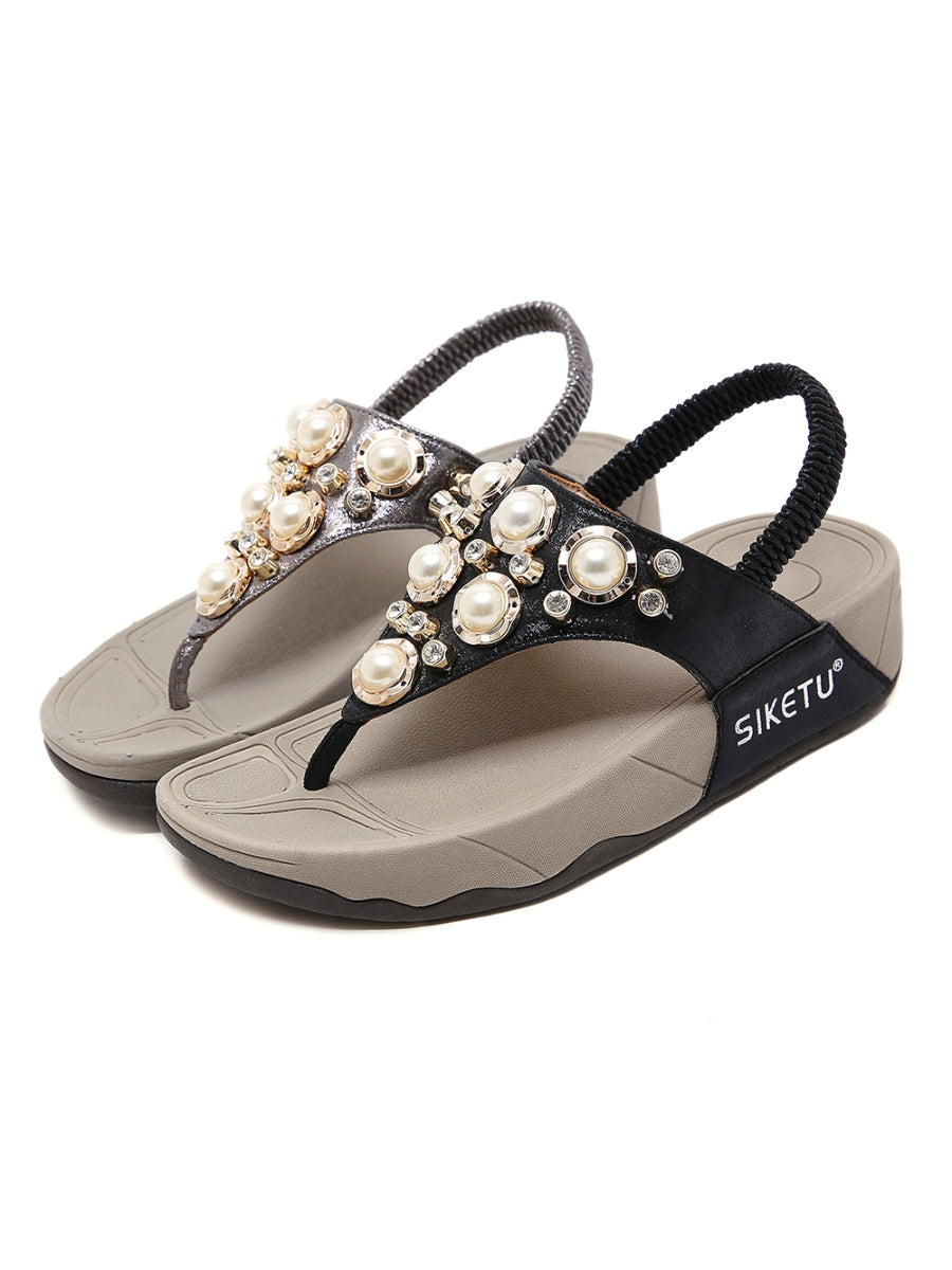 SIKETU | PEARL-ACCENT BLACK METALLIC SLINGBACK