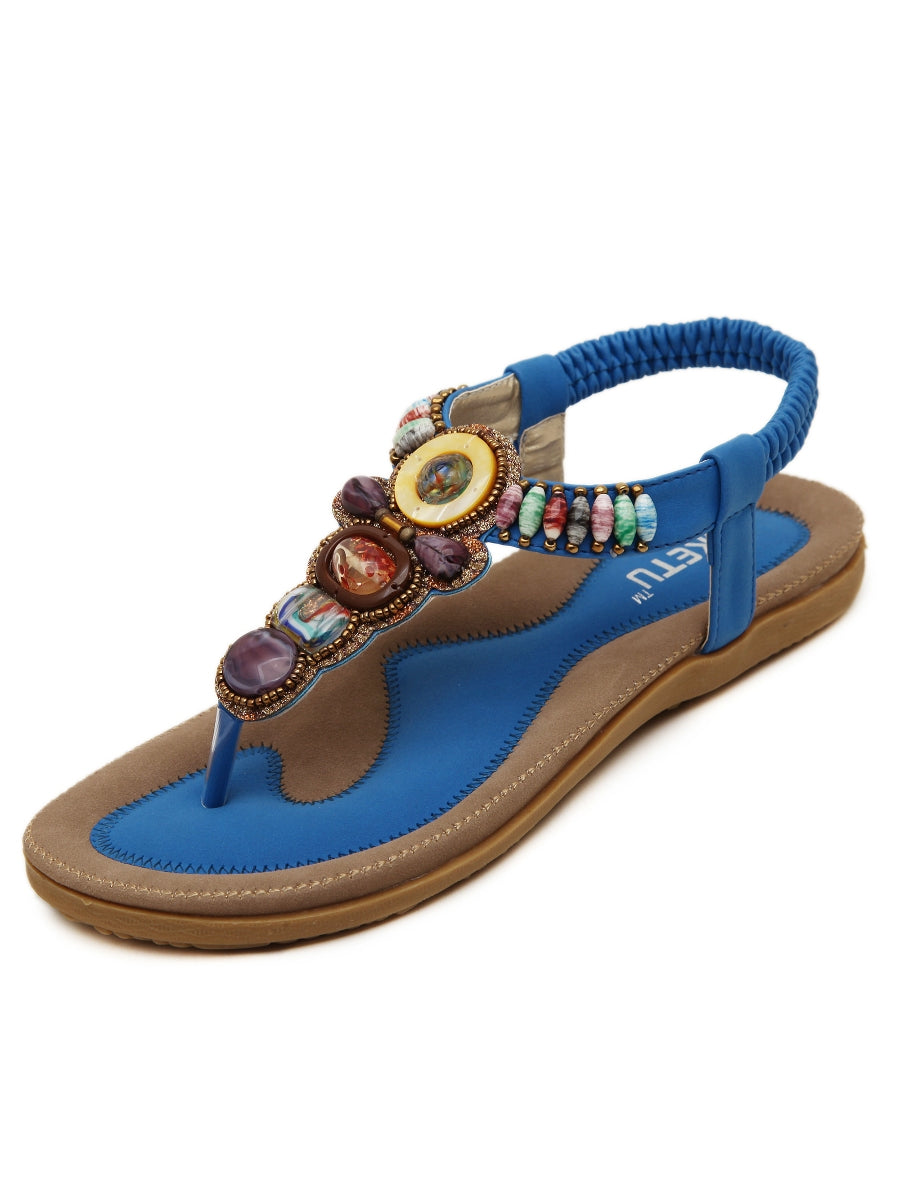 SIKETU | BLAUE SANDALEN MIT PERLEN 