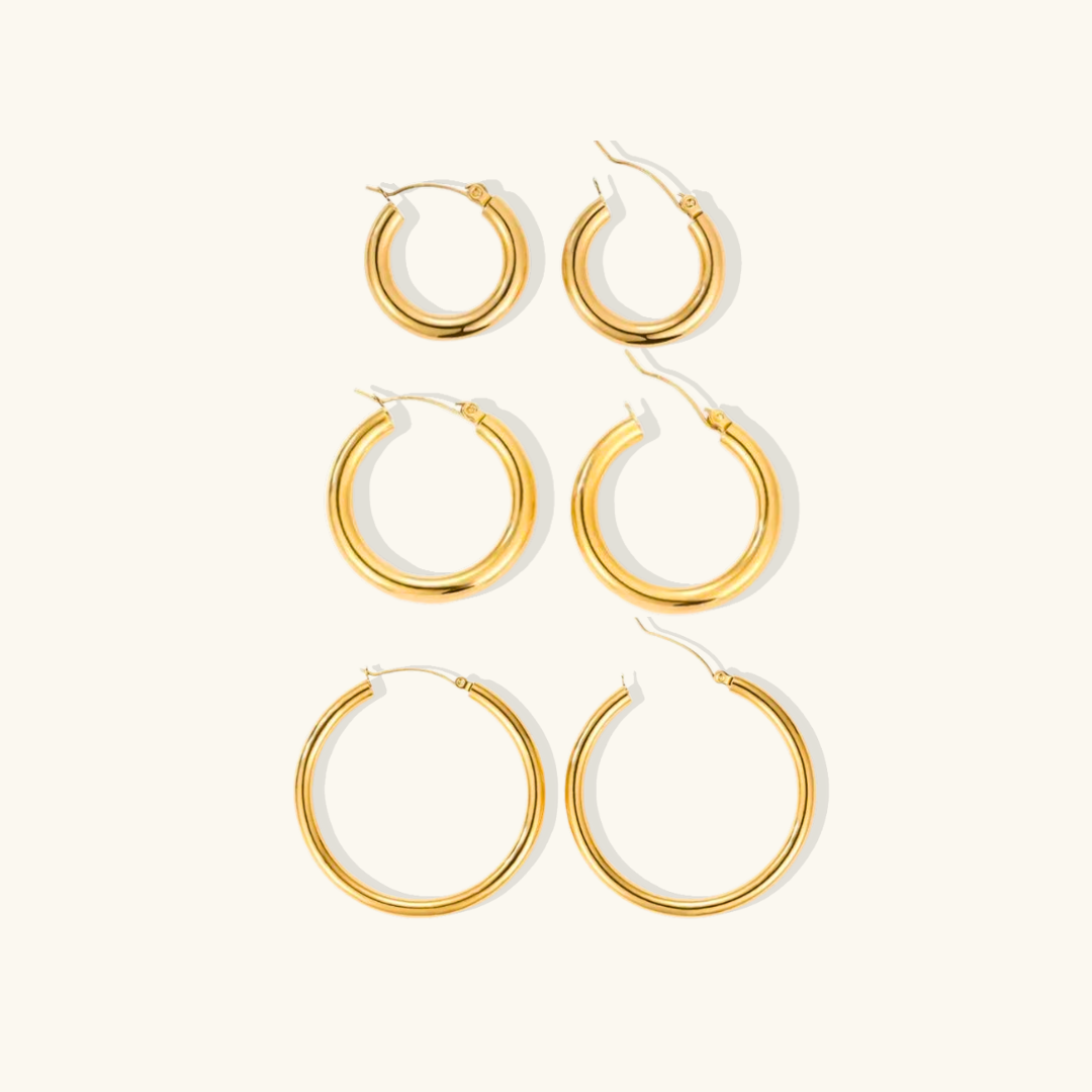 Conjunto de pendientes de aro clásicos