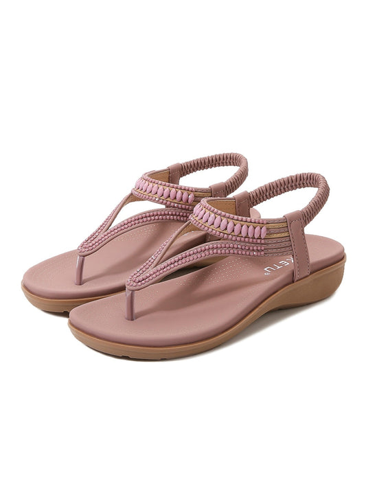 Sandalias planas con tiras cruzadas y cuentas - SIKETU