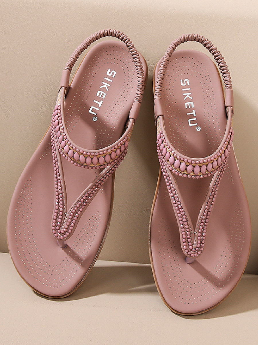 Sandalias planas con tiras cruzadas y cuentas - SIKETU