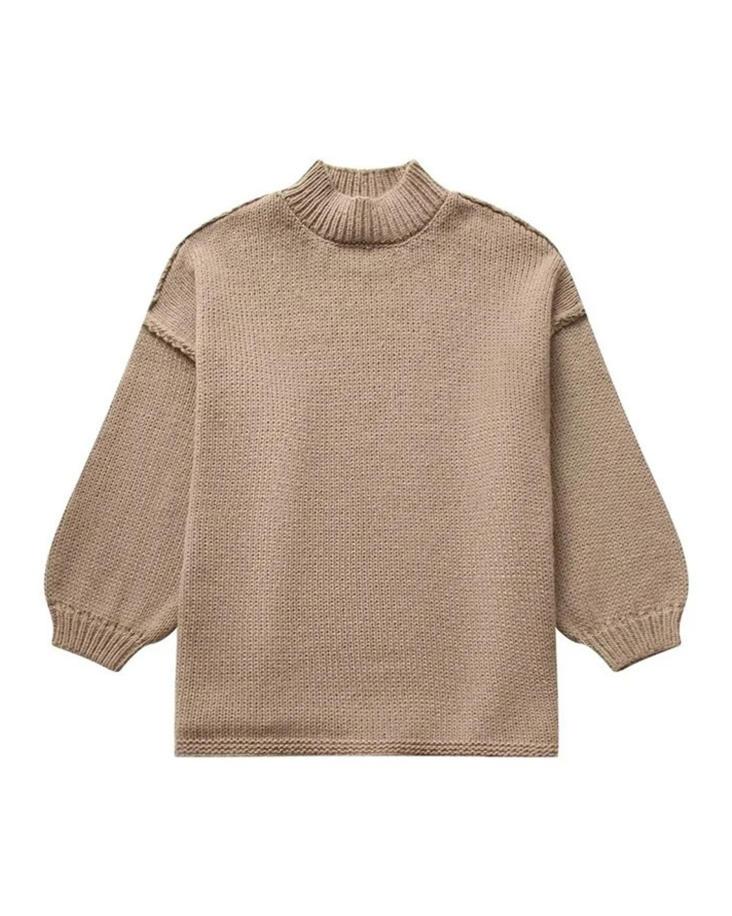 Stella - Casual knitted sweater with a half-length collar