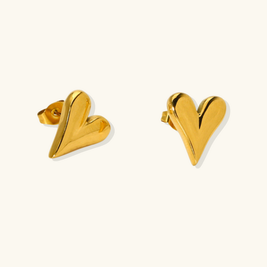 Pendientes de latido de corazón dorado