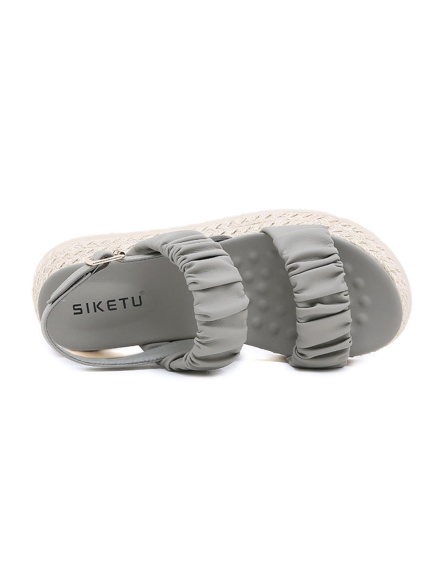 SIKETU | GREY RUCHED ESPADRILLE SANDAL