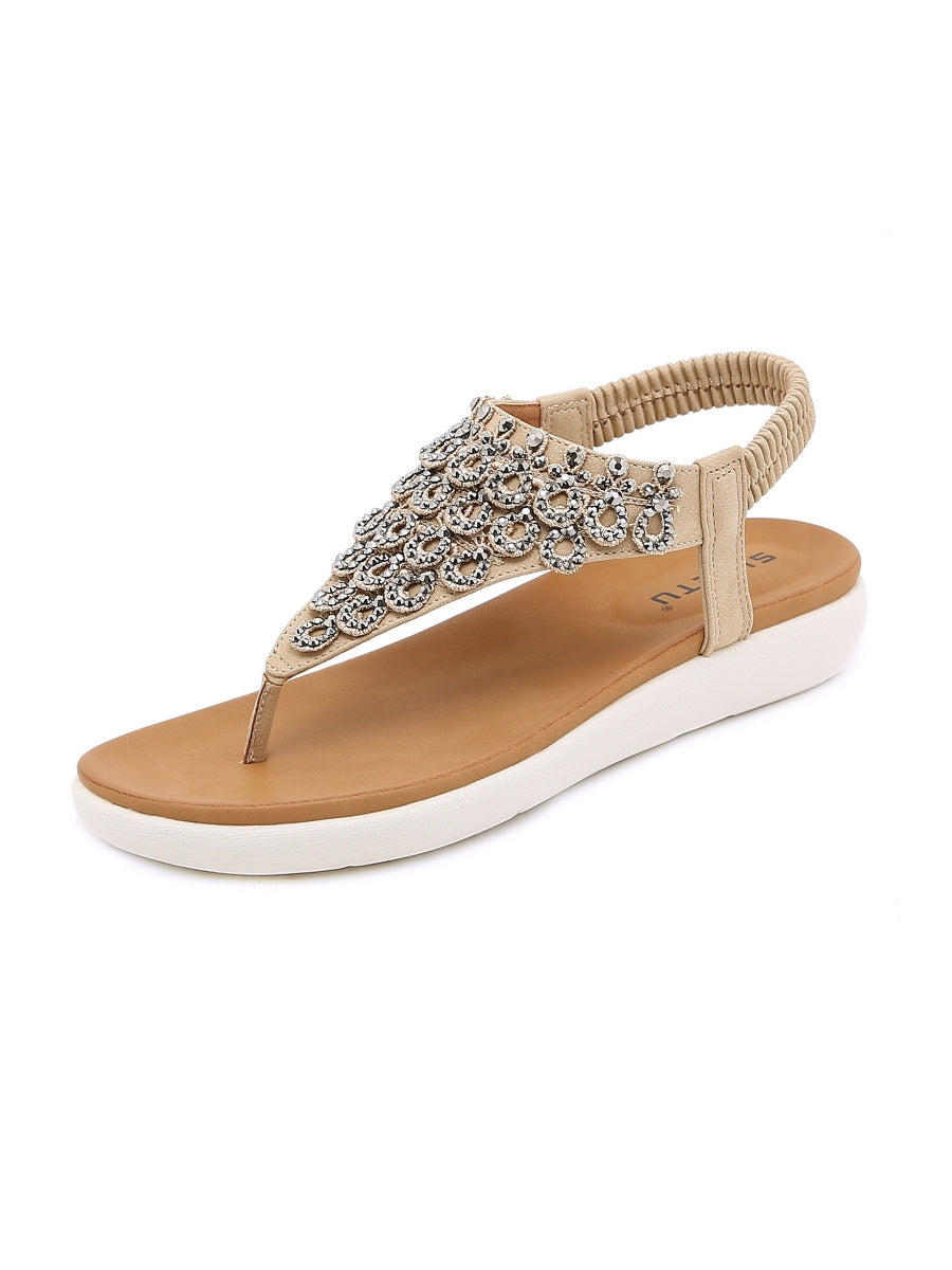 SIKETU | KHAKI V-STRAP RHINESTONE SANDAL