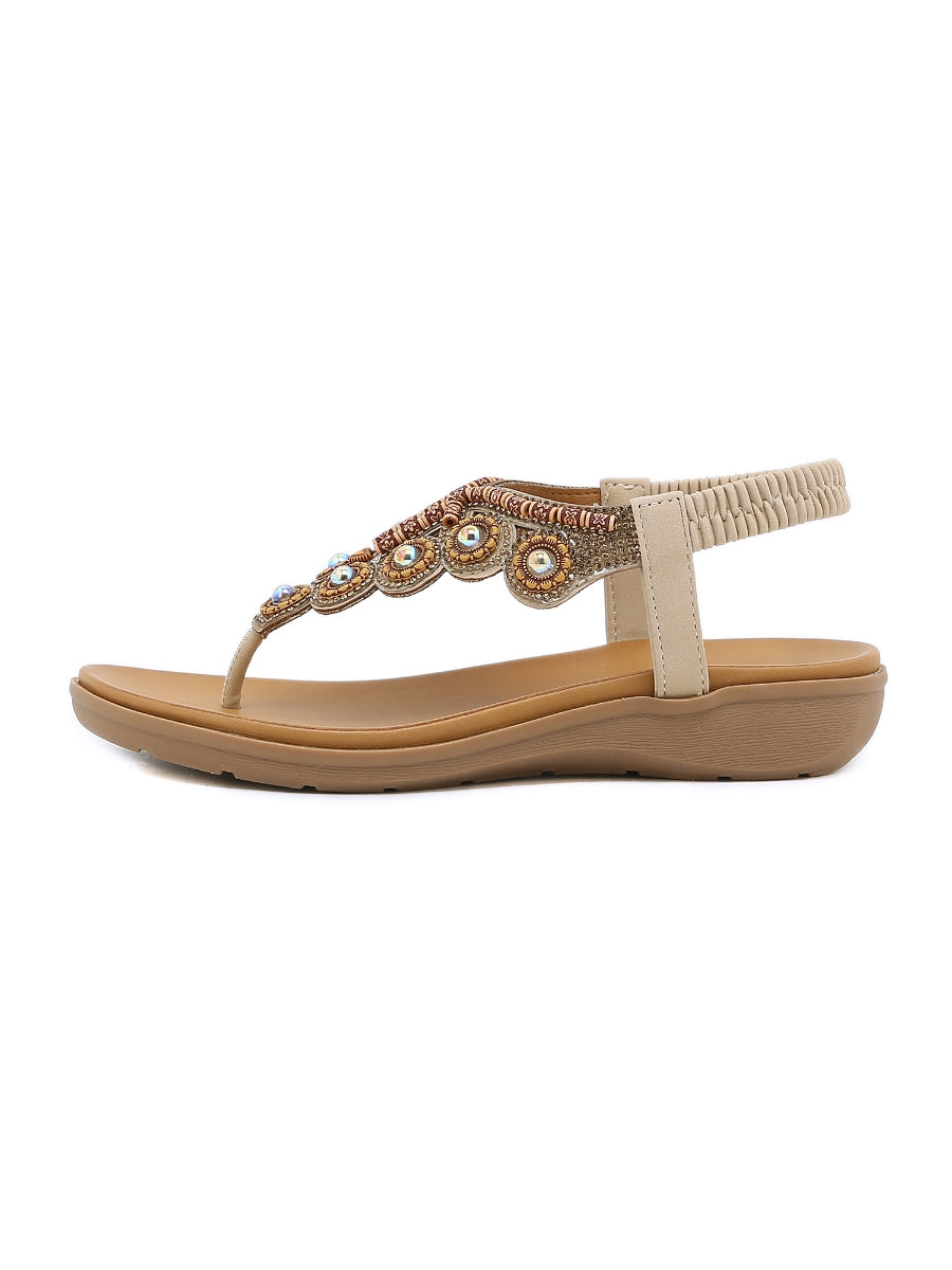 SIKETU | VINTAGE-SANDALEN MIT STRASS-RIEMEN UND V-RIEMEN 