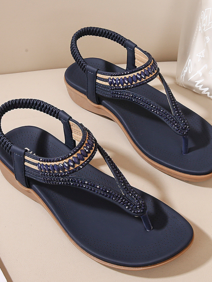 Sandalias planas con tiras cruzadas y cuentas - SIKETU