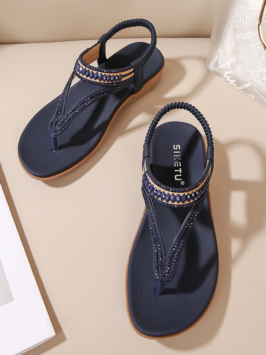 Sandalias planas con tiras cruzadas y cuentas - SIKETU