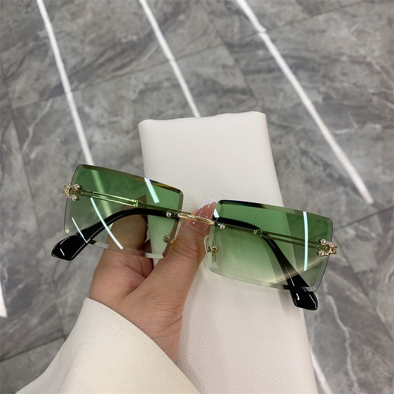 Rimless Tinted Square-Frame Sunglasses