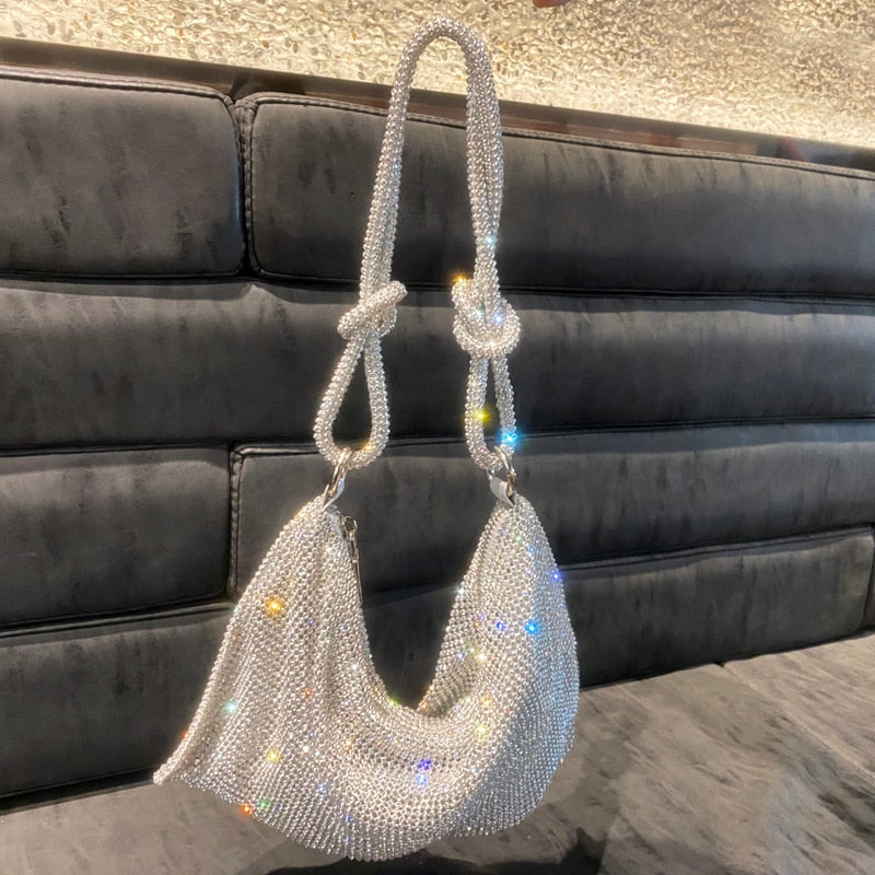 Bolso de mano con diamantes de imitación