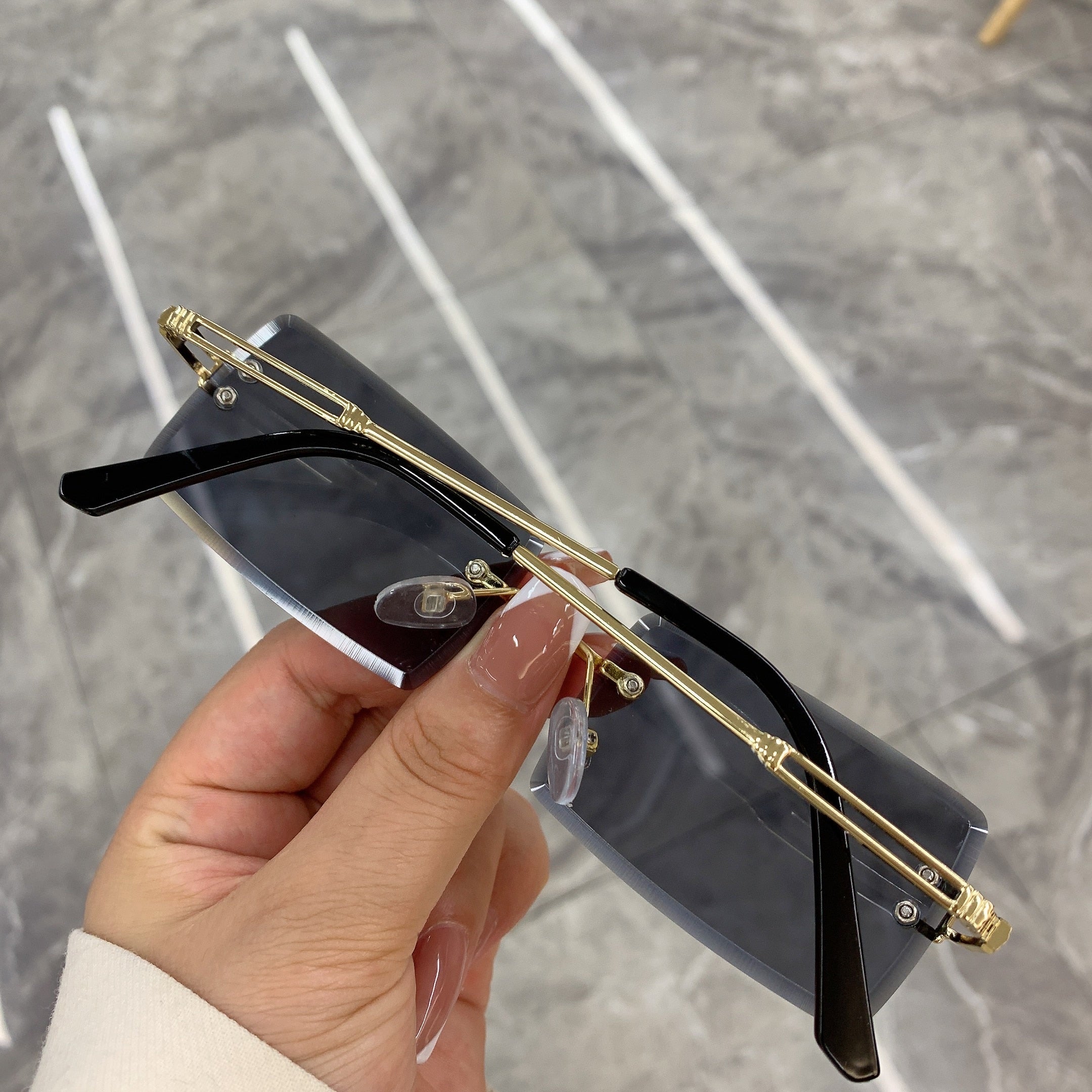 Rimless Tinted Square-Frame Sunglasses