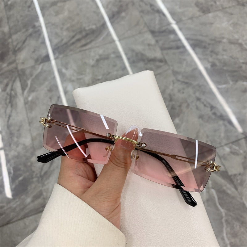 Rimless Tinted Square-Frame Sunglasses