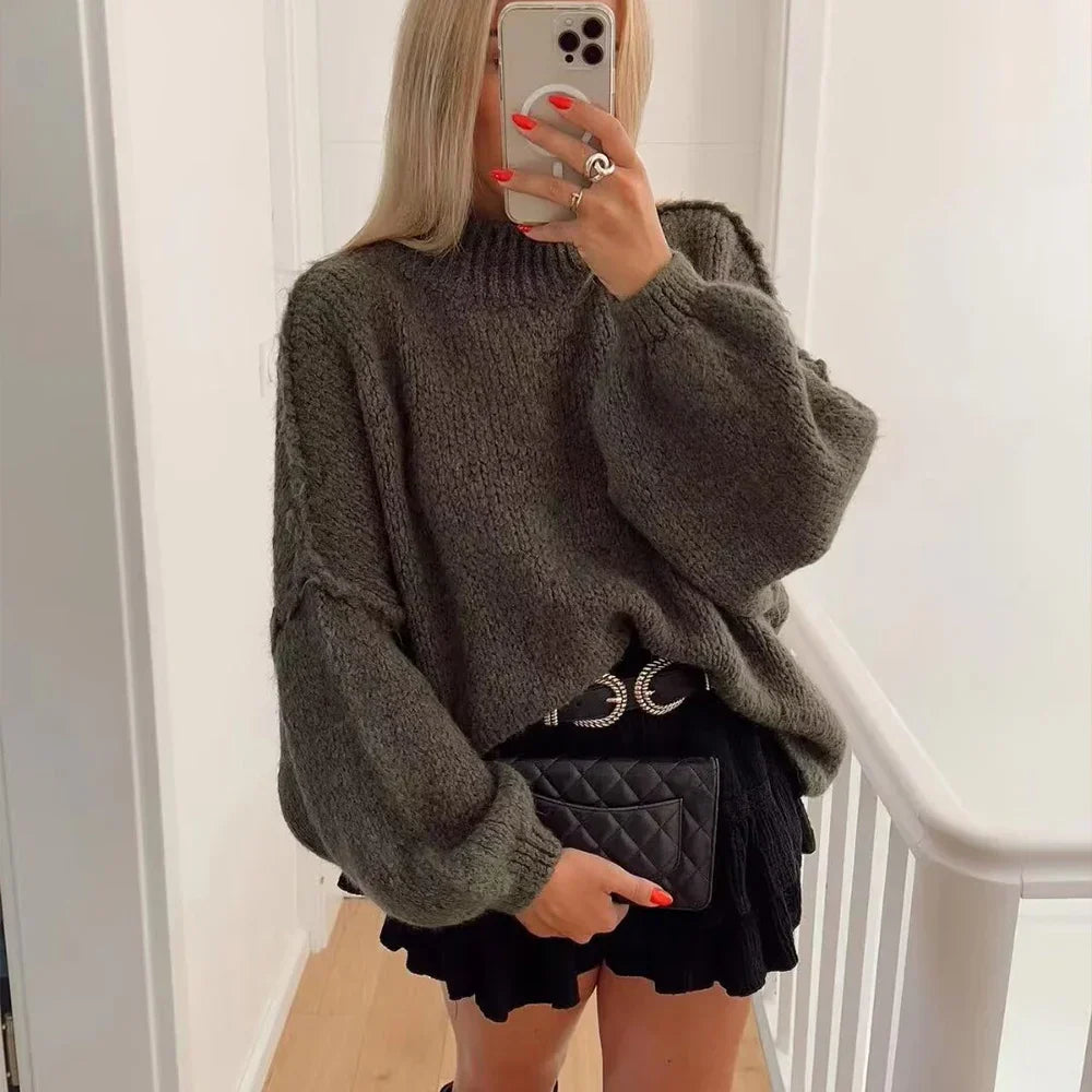 Stella - Lässiger Strickpullover mit halblangem Kragen 