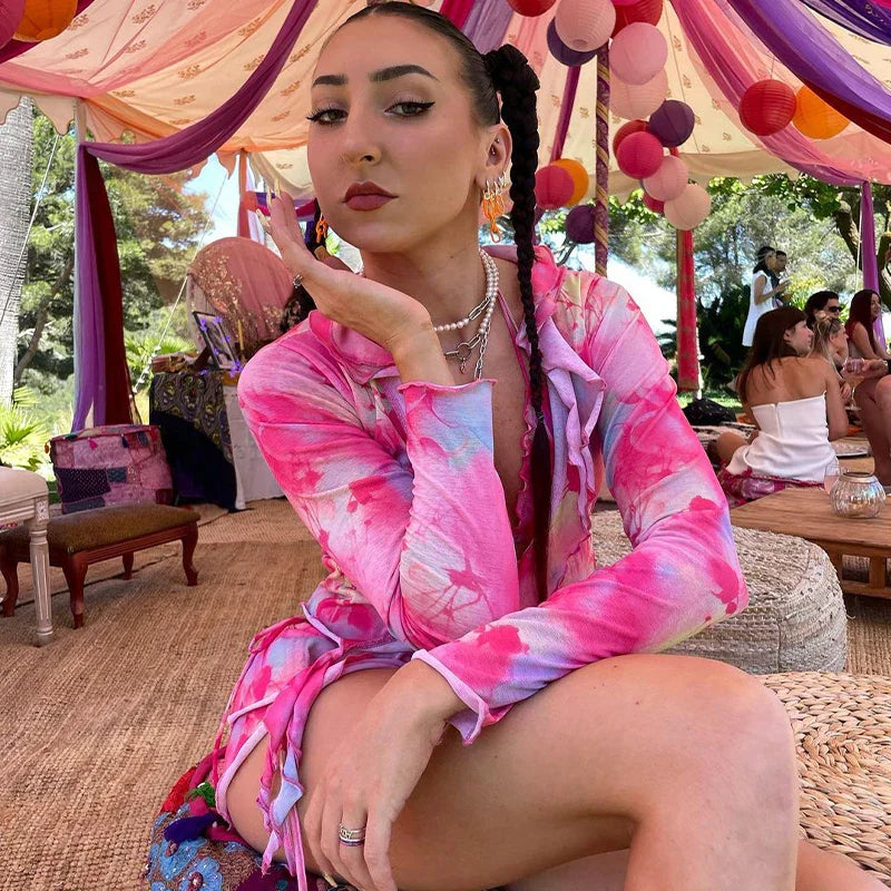 Conjunto de 2 piezas con estampado tie dye para mujer de Hugcitar