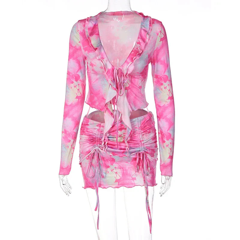 Conjunto de 2 piezas con estampado tie dye para mujer de Hugcitar