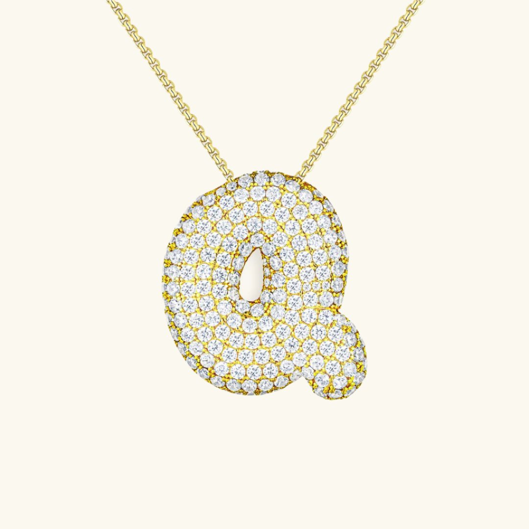 Diamond Initial Bubble Necklace
