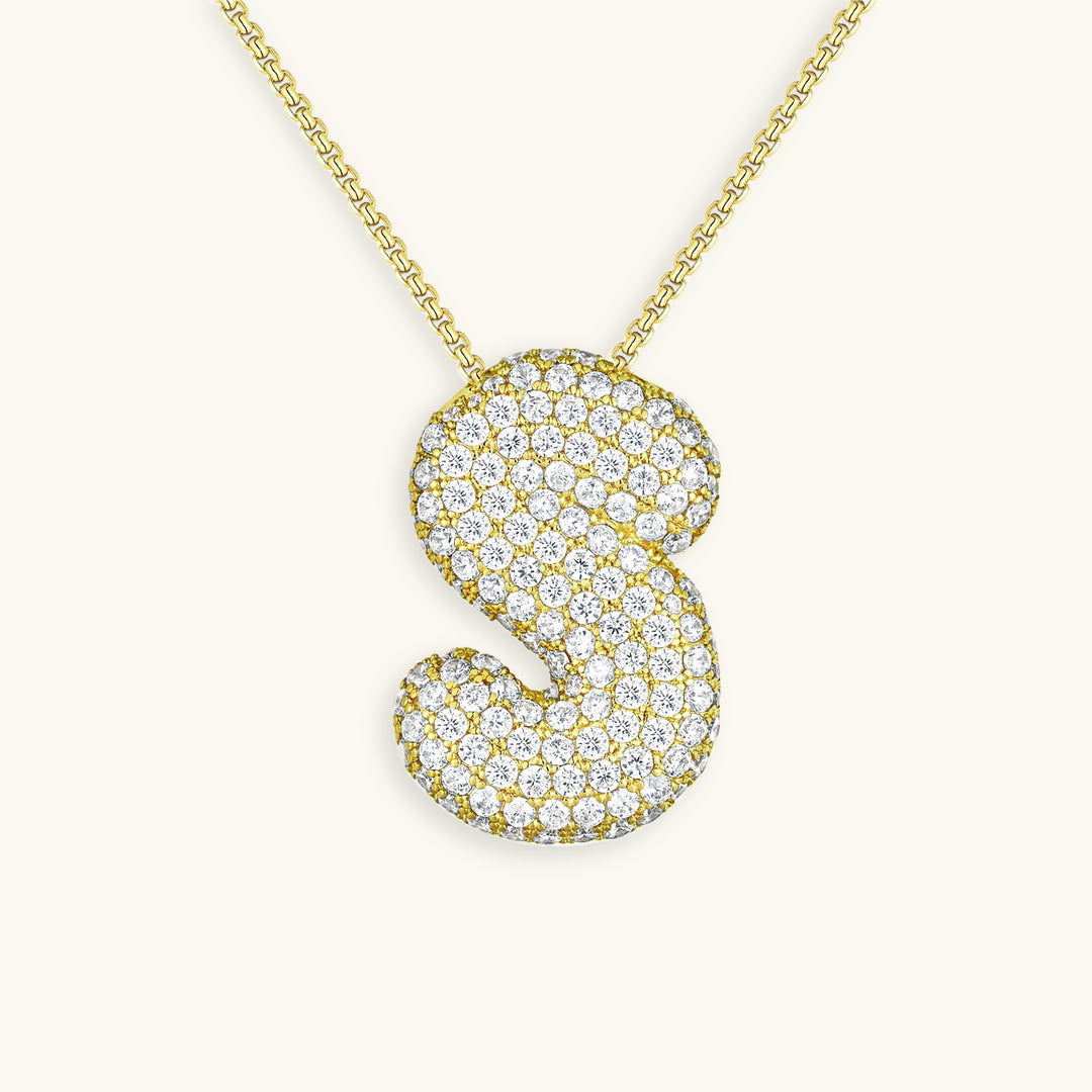 Diamond Initial Bubble Necklace