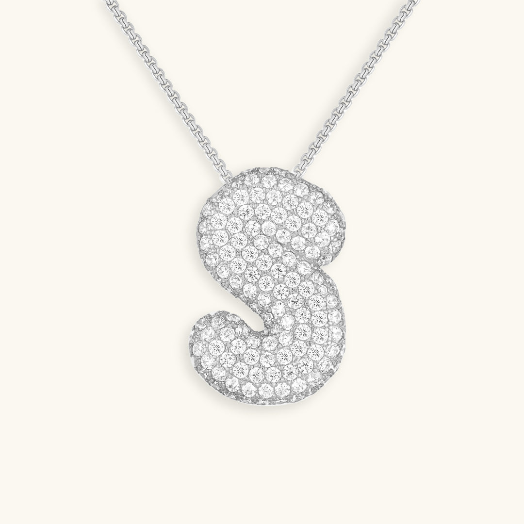 Diamond Initial Bubble Necklace
