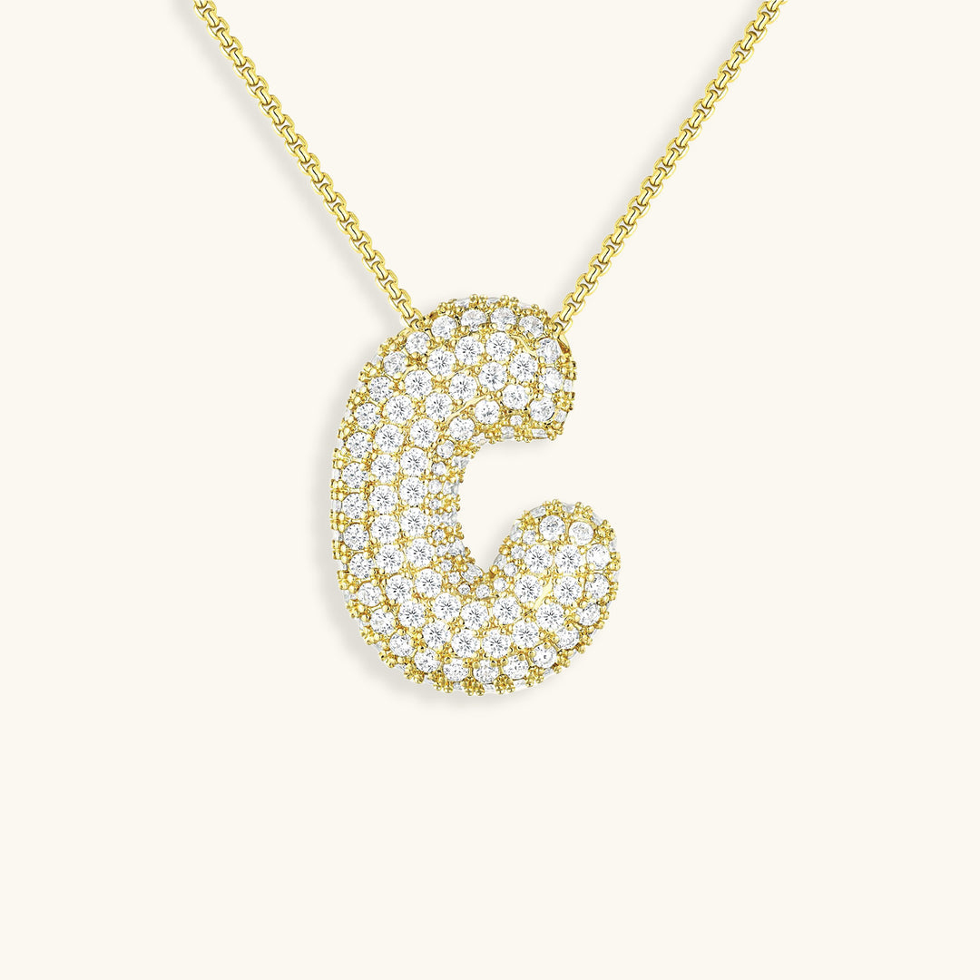Diamond Initial Bubble Necklace