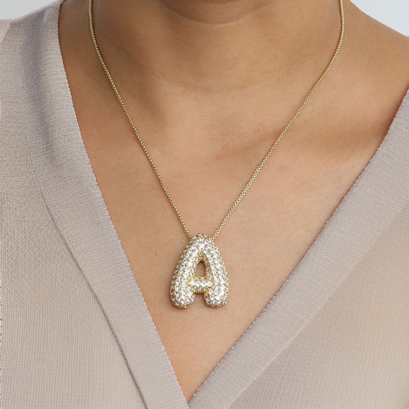 Diamond Initial Bubble Necklace