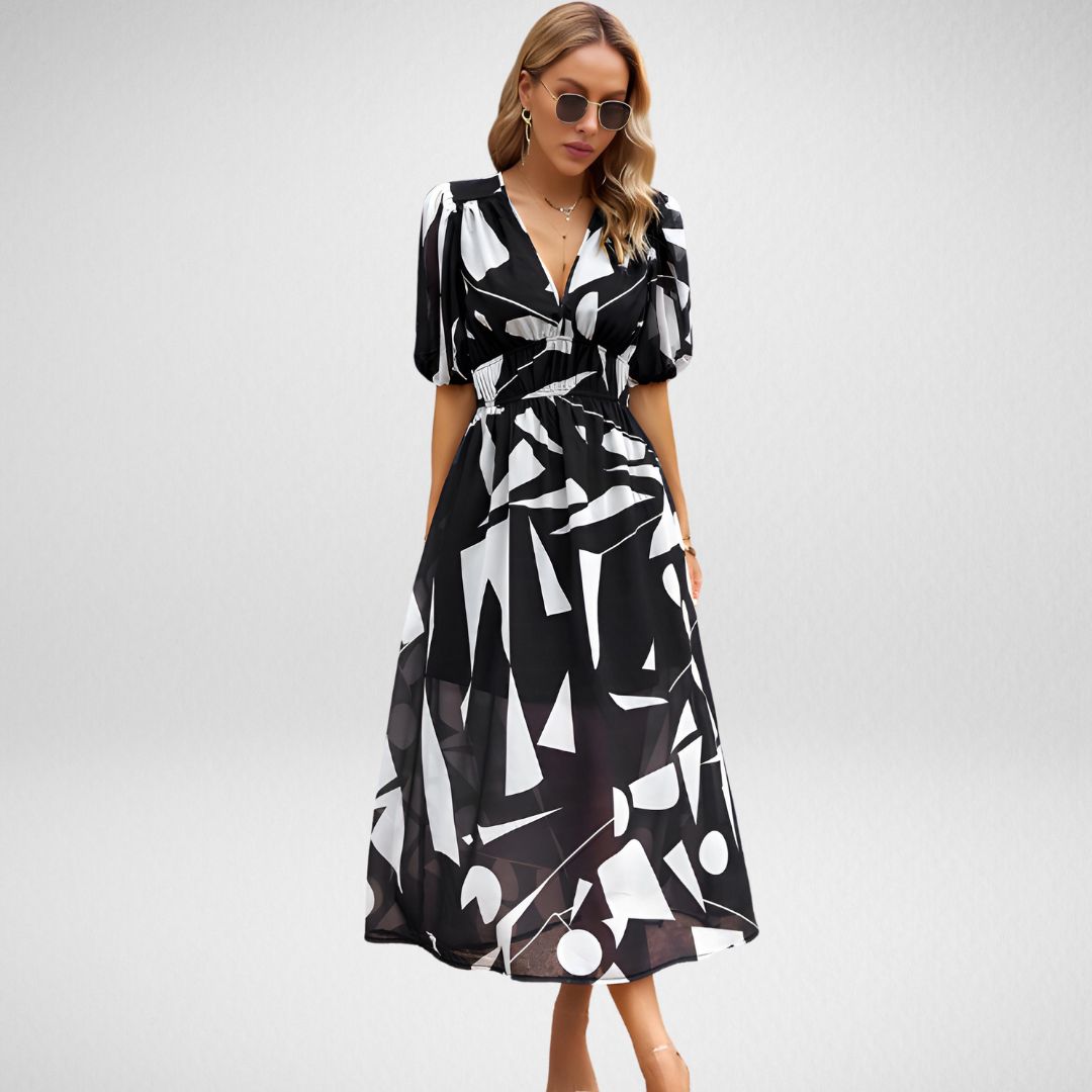Roxy™ Bedrucktes Kleid mit V-Ausschnitt