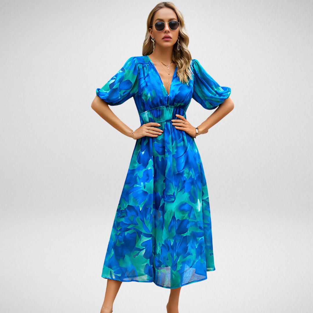 Roxy™ Bedrucktes Kleid mit V-Ausschnitt